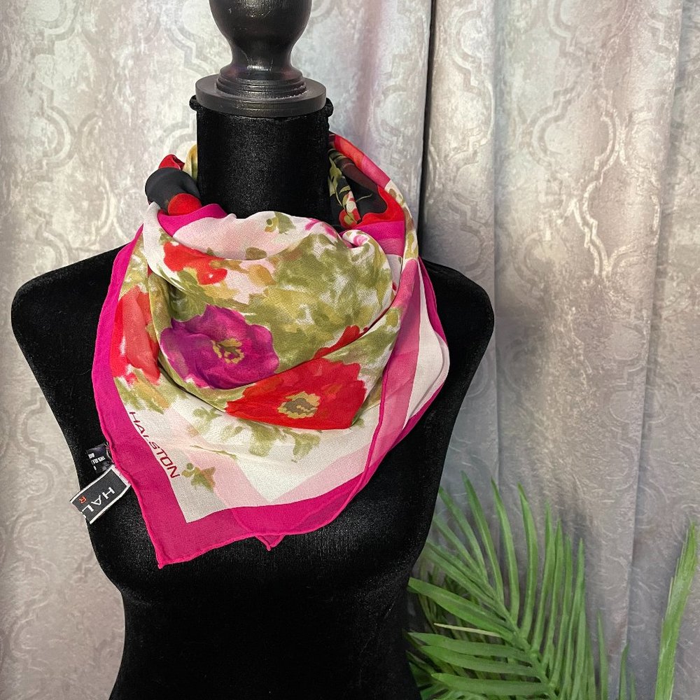Designer, Vintage Halston Chiffon Scarf